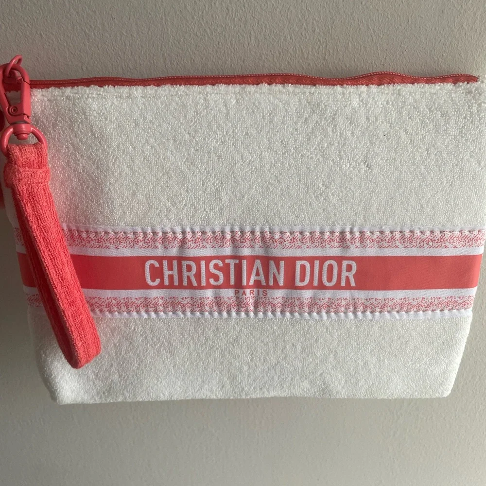 DIOR Beauty Terry Cloth Makeup Pouch/Bag NIB 9” x 7”